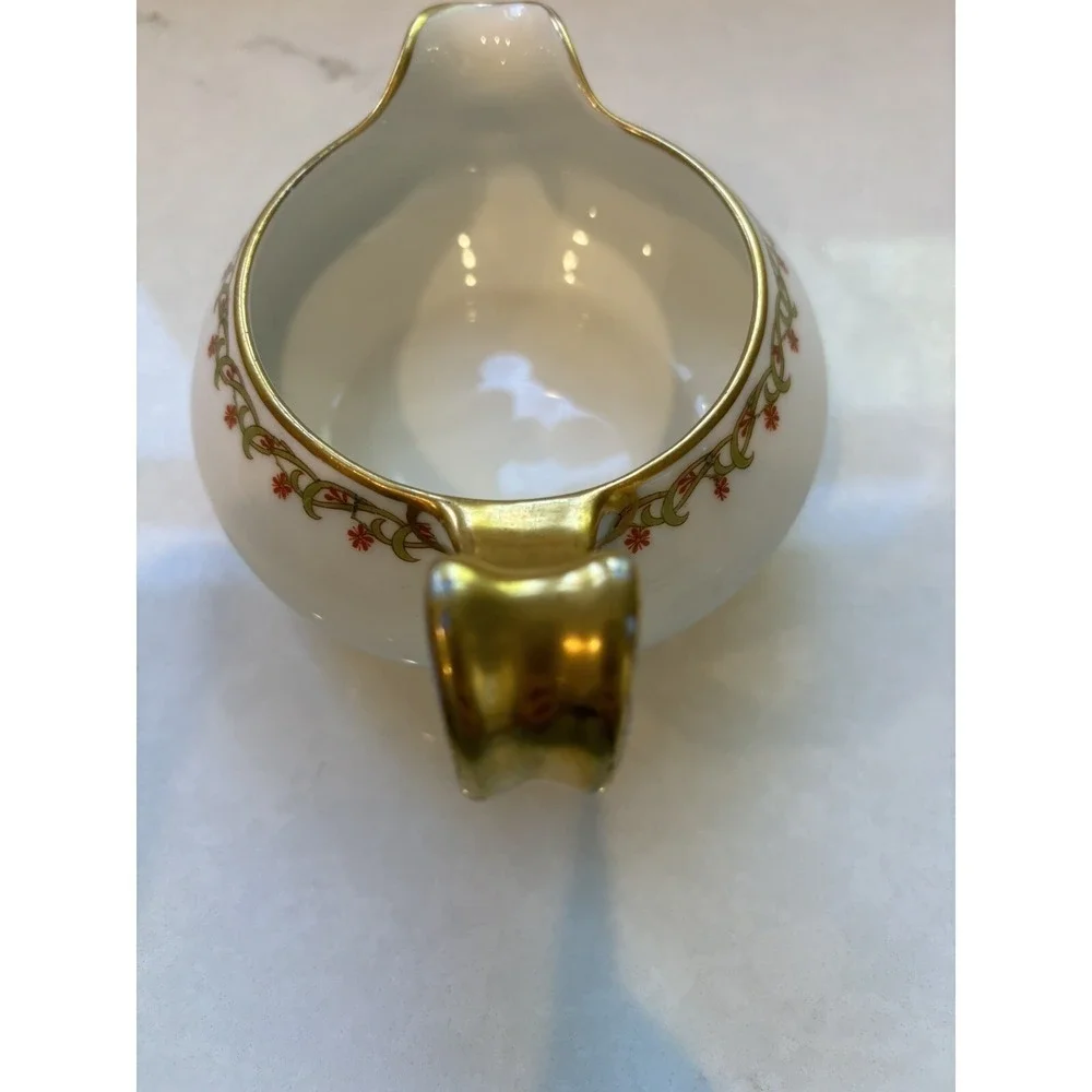 Haviland Schleiger 101 Green And Red Floral Scroll Creamer